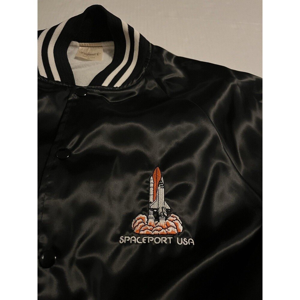 NEW Vintage Spaceport USA Kennedy NASA Satin Snap Bomber Jacket XL 70’s 80’s VTG